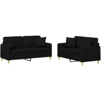 vidaXL Ensemble de canapés 2 pièces avec coussins Tissu noir