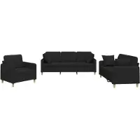 vidaXL Ensemble de canapés 3 pièces avec coussins Tissu noir
