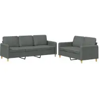 vidaXL Ensemble de canapés 2 pièces avec coussins Tissu gris foncé