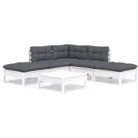 vidaXL Ensemble salon de jardin 6 pièces avec coussins Pin blanc