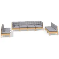 vidaXL Ensemble salon de jardin 8 pièces avec coussins gris pin massif
