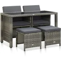 vidaXL Ensemble de jardin 5 pièces avec coussins Poly Rattan Gris