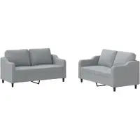 vidaXL Ensemble de canapés 2 pièces avec coussins Tissu gris clair