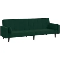 vidaXL Canapé-lit à 2 places avec deux oreillers Vert foncé Velours
