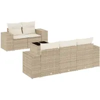 vidaXL Ensemble de salon de jardin 6 pièces avec coussins Beige Poly Rattan