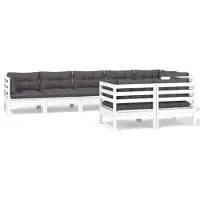 vidaXL Ensemble salon de jardin 8 pièces avec coussins blanc pin massif