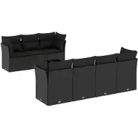 vidaXL Ensemble de jardin canapé 8 pièces avec coussins noir poly rotin