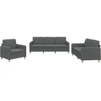 vidaXL Ensemble de canapés 3 pièces avec coussins Tissu gris foncé