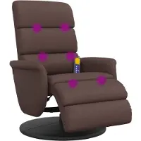 vidaXL Fauteuil de massage avec repose-pieds Marron Similicuir