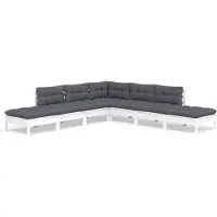 vidaXL Ensemble de salon de jardin 7 pièces avec coussins blanc pin