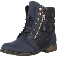 Elara Bottines à lacets bleu foncé