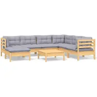 vidaXL Ensemble salon de jardin 8 pièces avec coussins gris pin massif