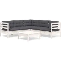 vidaXL Ensemble salon de jardin 6 pièces avec coussins blanc pin massif