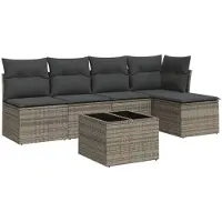 vidaXL Ensemble de salon de jardin 6 pièces avec coussins Gris Poly rotin