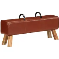 vidaXL Banc De Gymnastique Marron 110 Cm Cuir Véritable