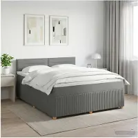 vidaXL Lit boxspring avec matelas gris foncé 140 x 200 cm Tissu