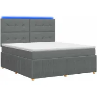 vidaXL LED Lit Boxspring avec matelas gris foncé 140 x 190 cm Tissu