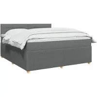 vidaXL Lit boxspring avec matelas gris foncé 140 x 200 cm Tissu
