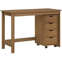vidaXL Ensemble de deux bureaux et armoires, couleur miel, en bois massif de pin