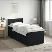 vidaXL Lit boxspring avec matelas noir 90 x 200 cm tissu