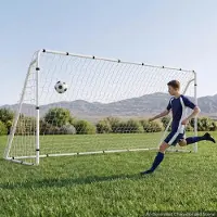 Vevor But de Football 3,66x1,83 m Cage de Foot en Fer avec Filet PE Blanc