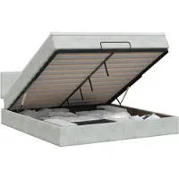 vidaXL Coffre de lit avec matelas, gris clair, 160 x 200 cm, revêtement en velours