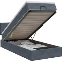 vidaXL Coffre de lit avec matelas, gris foncé, 100 x 200 cm, revêtement en velours