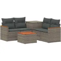 vidaXL Ensemble de salon de jardin , 6 pièces, gris et gris foncé, en résine tressée et en acier