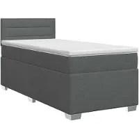 vidaXL Lit boxspring avec matelas gris foncé 100 x 200 cm Tissu