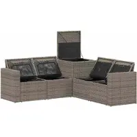 vidaXL Ensemble de salon de jardin , 5 pièces, gris et gris foncé, en résine tressée et en acier