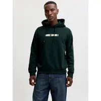 Jack & Jones Sweat-shirt 'JJMUNK' taupe / vert foncé / blanc