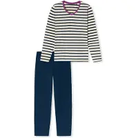 Schiesser Pyjama ' Casual Essentials ' crème / bleu foncé / blanc cassé