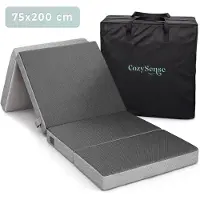 CozySense Matelas pliable 75 x 200 cm – Matelas d'appoint – Matelas pliable – Respirant – Housse amovible et sac de transport – Épaisseur : 10 cm – Fermeté moyenne
