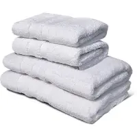 Lovely Home Serviettes De Bain Lovely Home Lot De 4 En Coton 100% Blanc 500 G/M²