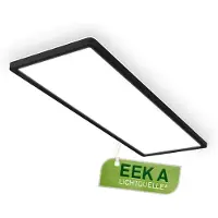Briloner Panneau LED avec source lumineuse CEE A* 58 cm rectangulaire 14W 3000lm 4000K blanc neutre backlight noir - Plafonnier LED salon chambre bureau