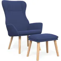 vidaXL Fauteuil relax avec pouf Bleu Tissu