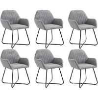 vidaXL Chaises de salle à manger 6 pcs. Tissu gris clair