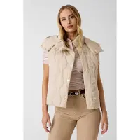 GUESS pour femme. W6YL13W2883 Gilet matelassé à capuche beige (M), Casuel, Polyamide