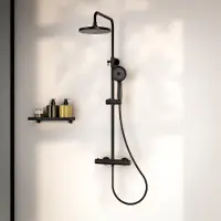 Mirlux Système de douche Regendusche Elin avec thermostat, diamètre 22 cm, finition noir mat