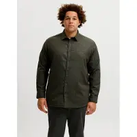 Jack & Jones Field Melange Plus Size Long Sleeve Shirt Vert 4XL Homme