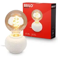 Briloner Lampe de table pied en céramique Ø10 x 8 cm douille E27 max. 25 W interrupteur sur le cordon blanc - Lampe de chevet pour salon chambre couloir
