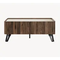 En.casa Table basse "Trorlon" avec 2 tiroirs, dimensions : 100 x 50 x 40 cm, finition imitation noyer / travertin