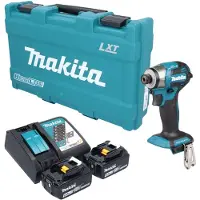 Makita Visseuse à chocs sans fil DTD 173 RGK 18 V 180 Nm 1/4" sans balais + 2 batteries 6,0 Ah + chargeur + mallette