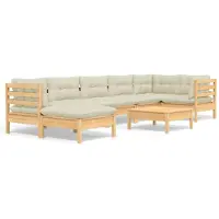 vidaXL Ensemble salon de jardin 8 pièces avec coussins crème pin massif