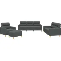 vidaXL Ensemble de canapés 4 pièces avec coussins Tissu gris foncé