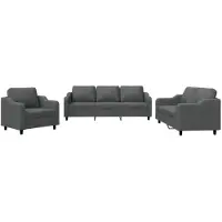 vidaXL Ensemble de canapés 3 pièces avec coussins Tissu gris foncé