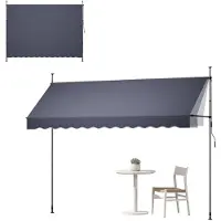 Vevor AVOR Tende manuelle rétractable, 350 cm (138 pouces) de long, auvent de terrasse et de fenêtre réglable en hauteur, avec manivelle, pour jardin, terrasse et balcon, couleur gris foncé