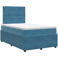 vidaXL Lit boxspring avec matelas avec tête de lit bleu 120 x 190 cm velours
