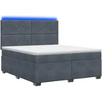 vidaXL Lit boxspring avec matelas gris foncé 140 x 190 cm velours