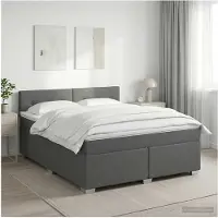 vidaXL Lit boxspring avec matelas gris foncé 160 x 200 cm Tissu